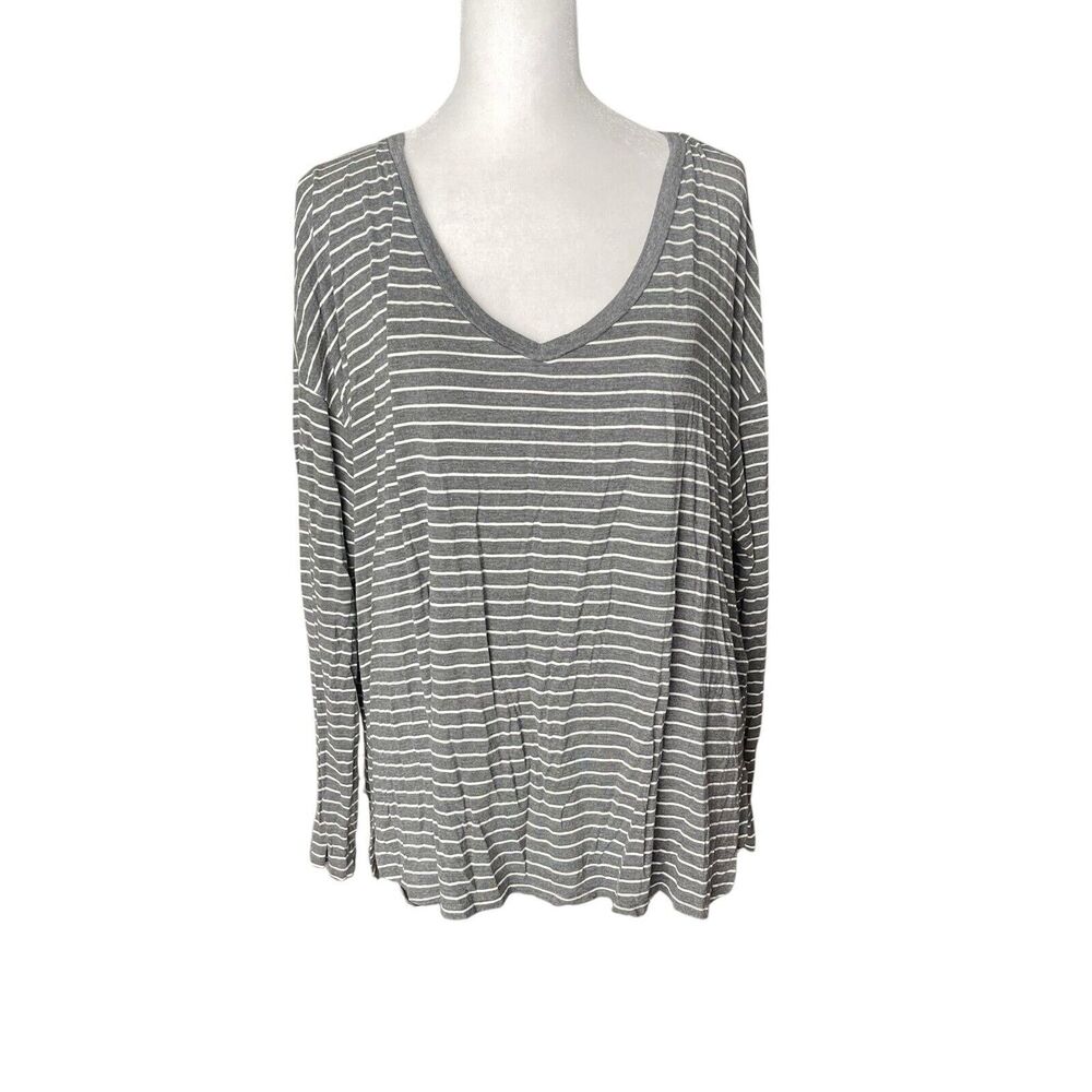 American Eagle Soft Sexy Large Tunic Top Vneck Long Sleeve Tee Gray